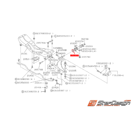 Rondelle d'axe de triangle avant origine SUBARU P1 