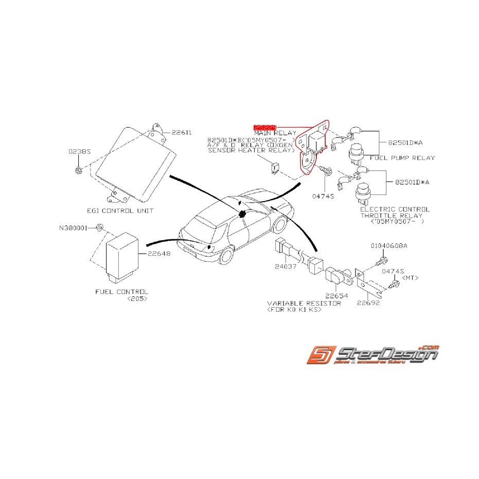 Relais principale origine SUBARU WRX/STI 01 au 30/06/2005