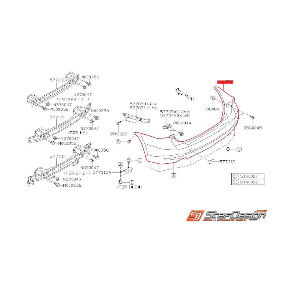 Pare choc arrière origine SUBARU FORESTER 2012