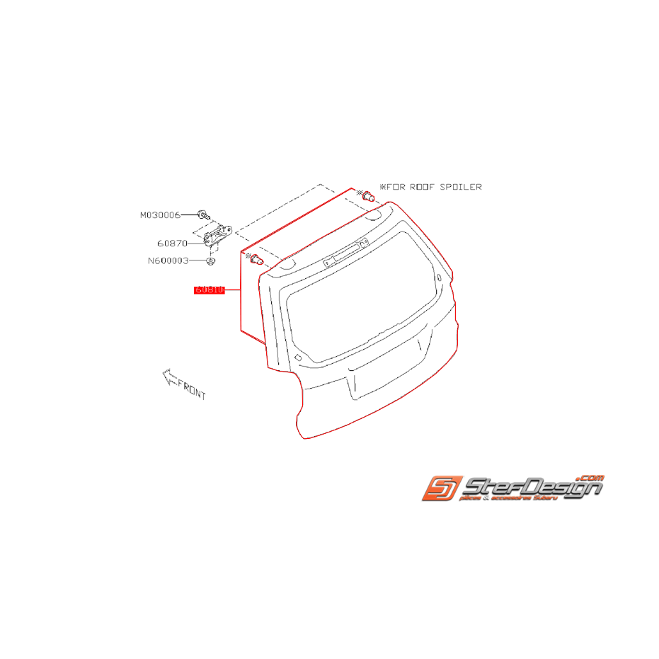 Hayon de coffre SUBARU FORESTER 2012
