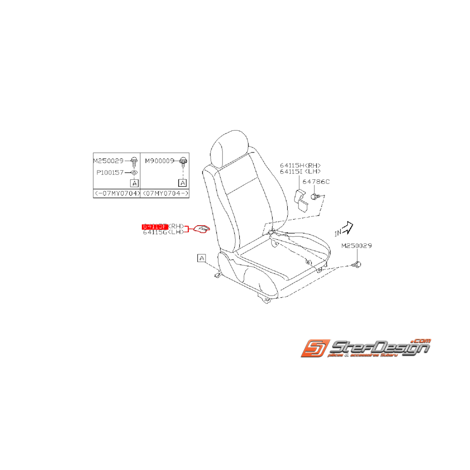 Cache vis de siège avant SUBARU WRX/STI 03-07