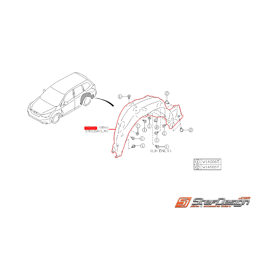 Pare boue arrière origine SUBARU FORESTER 2012