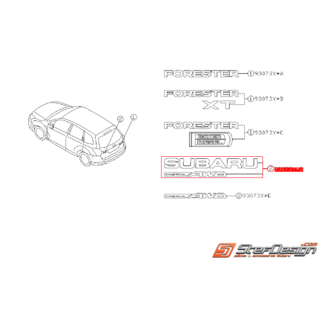 Logo de coffre SUBARU & SYMETRICAL AWD