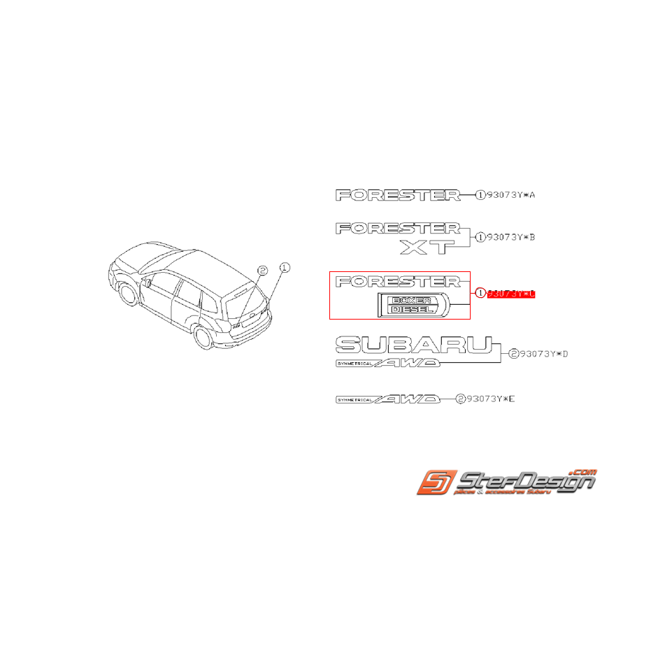Logo de coffre "FORESTER & BOXER DIESEL"