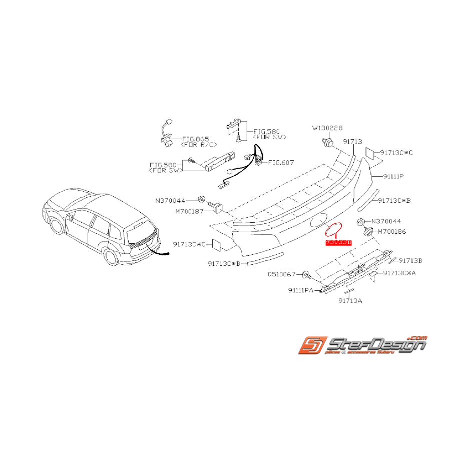 Logo de coffre centrale SUBARU FORESTER 2012
