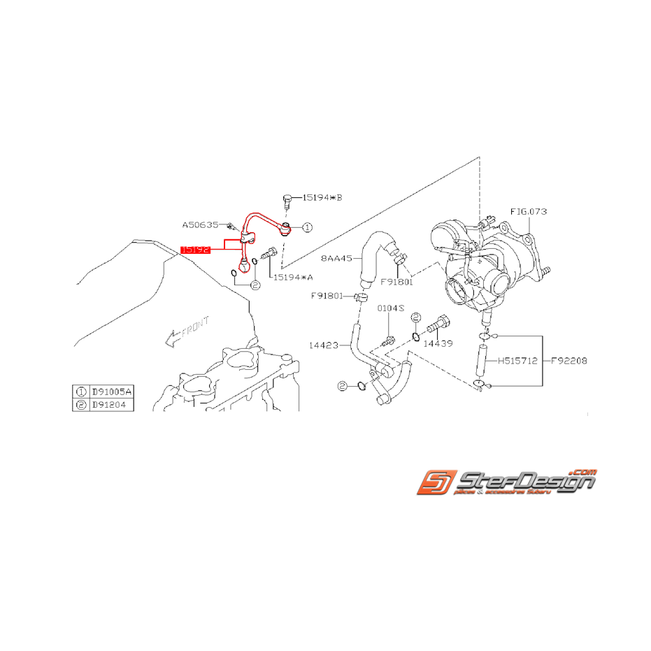 Durite de graissange turbo origine SUBARU STI 06-07