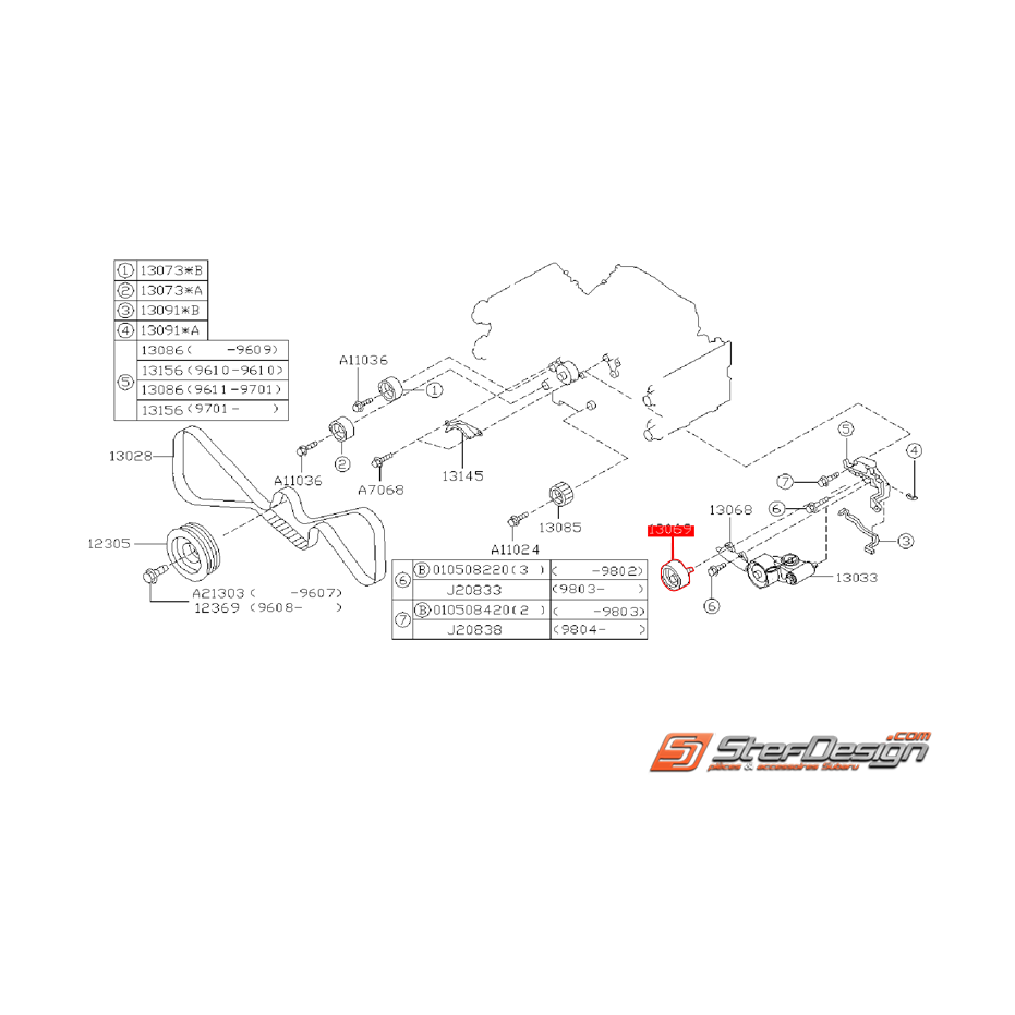 Galet tendeur origine SUBARU GT 92-97