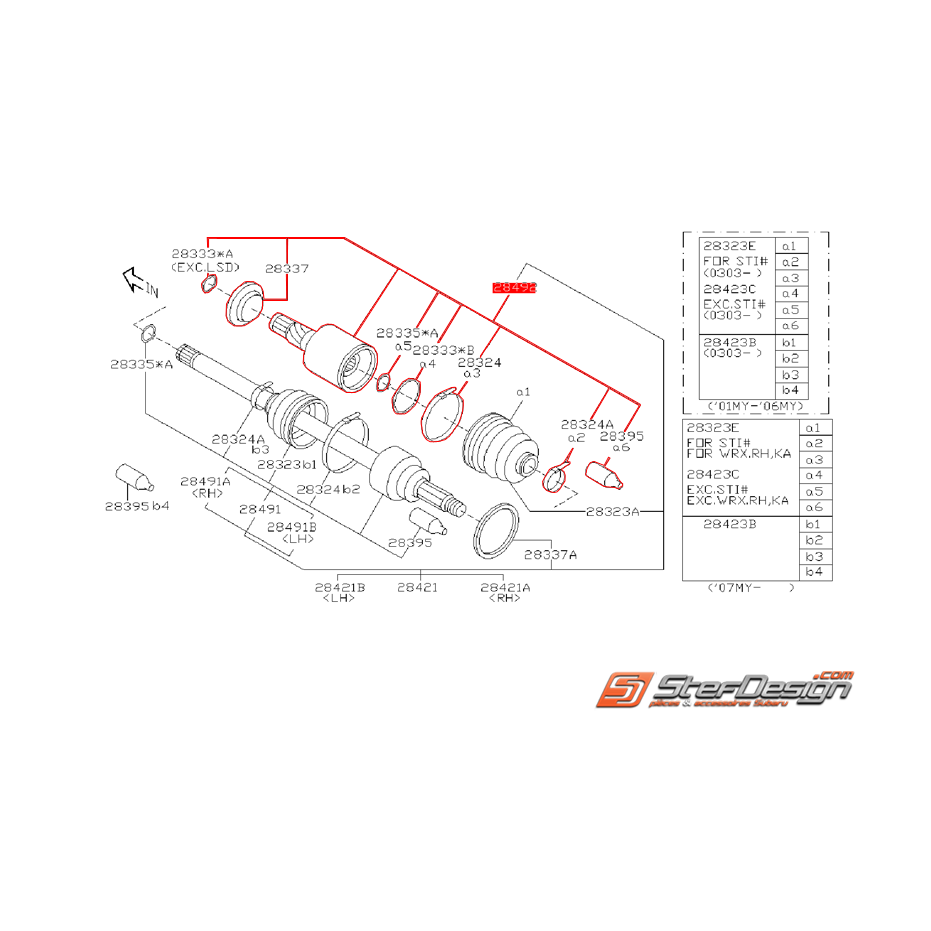Tête de cardan côté boite de cardan arrière SUBARU STI 05-07