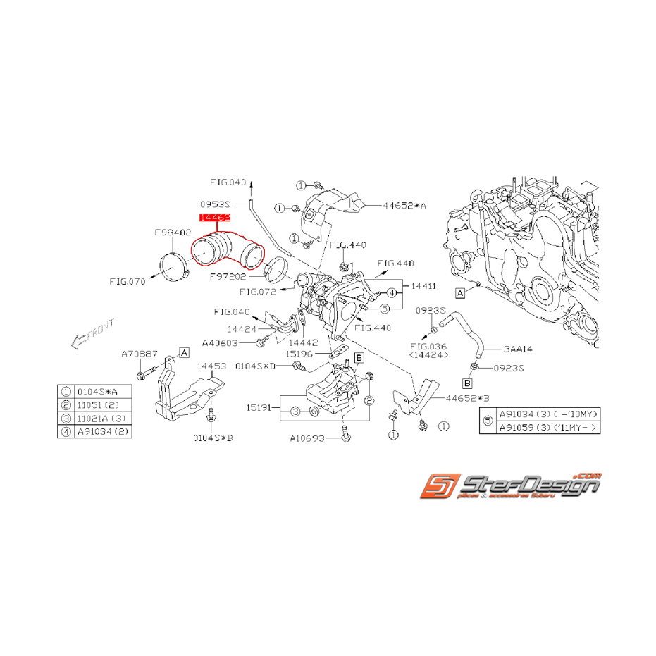Coude boite a air/turbo origine SUBARU WRX 2008 Diesel