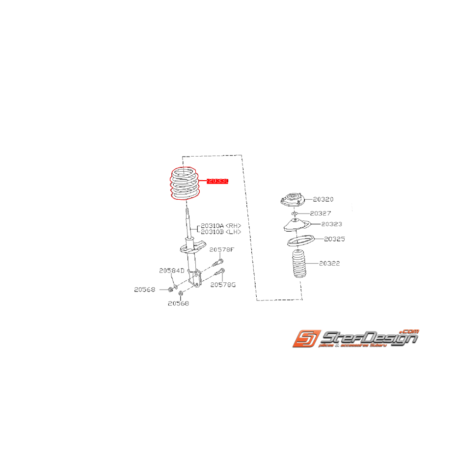 Ressort avant SUBARU IMPRZA P1 STI v5-v6 Ressort avant SUBARU IMPRZA P1 STI v5-v6