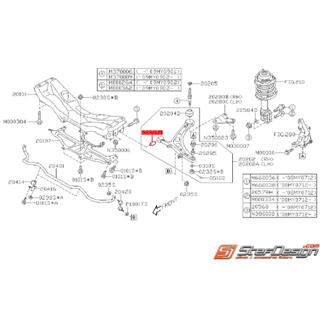 Silent bloc de triangle (sur l'avant du triangle) origine SUBARU WRX/STI 08-14