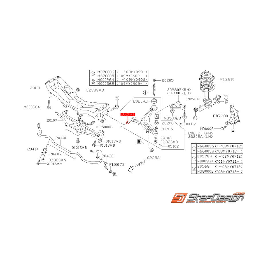 Silent bloc de triangle (sur l'avant du triangle) origine SUBARU WRX/STI 08-14 Silent bloc de triangle (sur l'avant du triangle) origine SUBARU WRX/STI 08-14