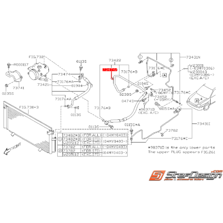 Capuchon valve de durite basse pression de climatisation origine SUBARU WRX/STI 01-07 