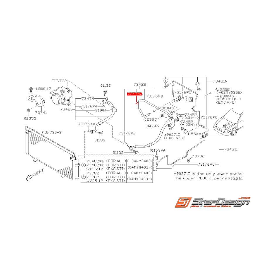 Capuchon valve de durite basse pression de climatisation origine SUBARU WRX/STI 01-07 