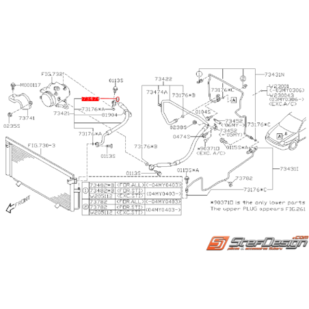 Capuchon valve durite haute pression origine SUBARU WRX/STI 01-07