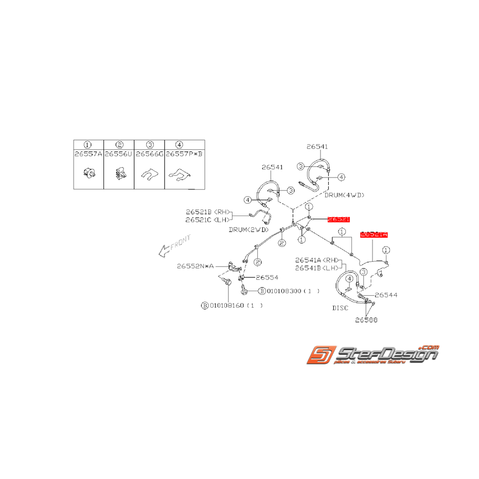 Durite rigide de frein arrière origine SUBARU WRX/STI 01-07 Durite rigide de frein arrière origine SUBARU WRX/STI 01-07