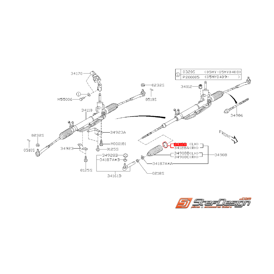 Collier de soufflet de crémaillère SUBARU WRX/STI 05-07