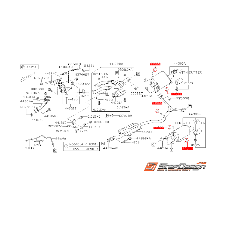 Silent bloc d'échappement origine SUBARU WRX/STI 08-14