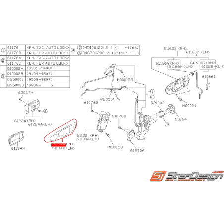 Entourage de poignée de porte avant SUBARU GT 98-00