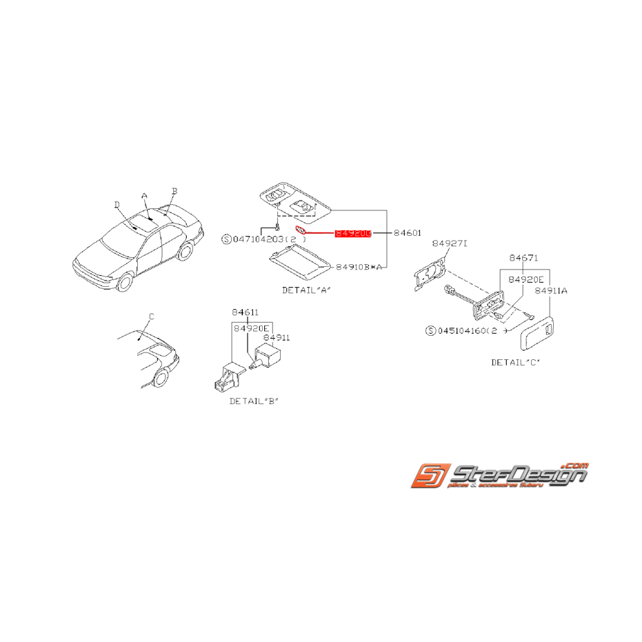 Ampoule de plafonnier SUBARU GT 1995-2000
