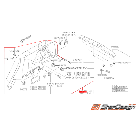 Garniture de coffre SUBARU FORESTER 2012