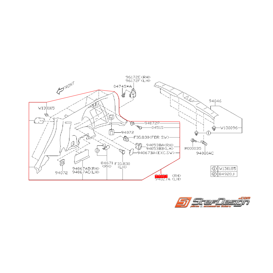 Garniture de coffre SUBARU FORESTER 2012