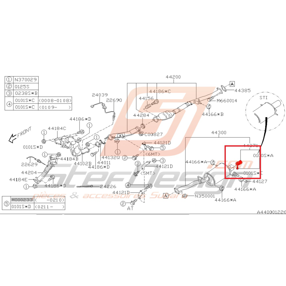 Embout silencieux WRX 2001