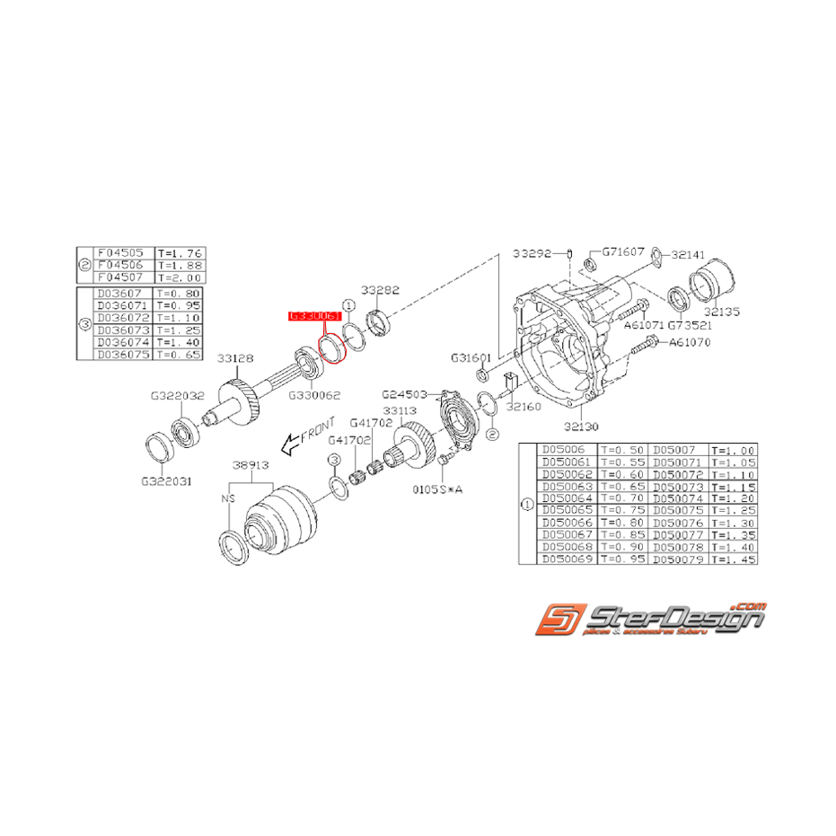 Roulement de boite arrière de boite de transfert SUBARU STI 01-18 Roulement de boite arrière de boite de transfert SUBARU STI 01-18