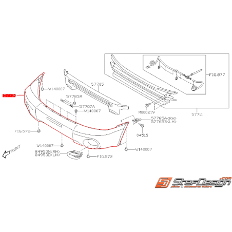 Pare choc avant origine SUBARU FORESTER 2005