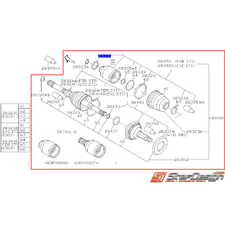 Cardan avant subaru WRX 01-03 Break