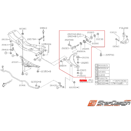 Triangle aluminium origine SUBARU STI 2007