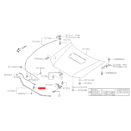 Attache béquille de capot SUBARU FORESTER 2006