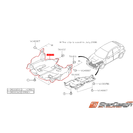 Cache sous-moteur origine SUBARU WRX/STI 08-14