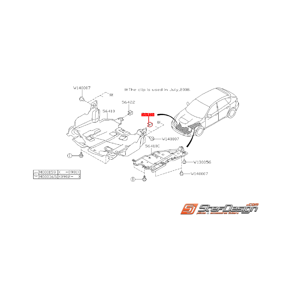 Agraphe de fixation de carter sous moteur SUBARU WRX/STI 08-14