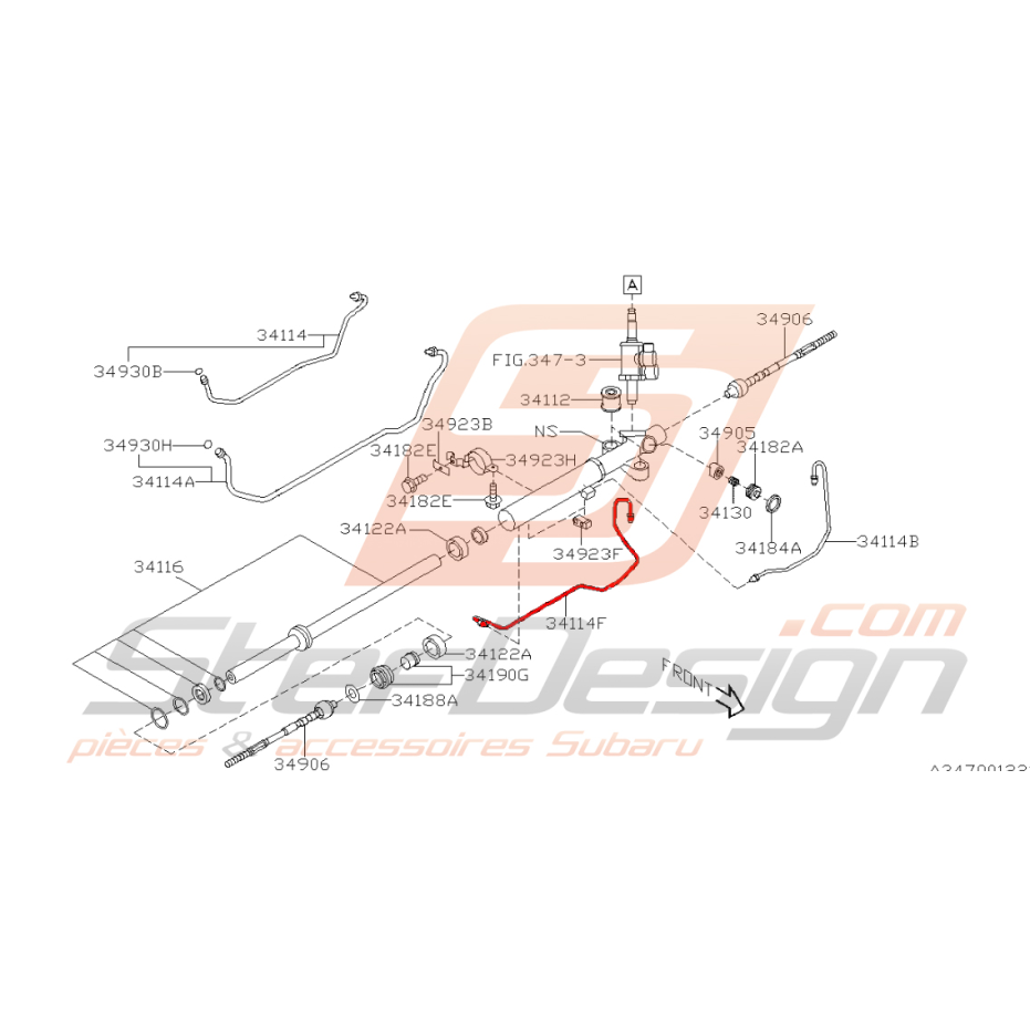 Tuyau de crémaillère de direction Subaru WRX 2008 à 2010