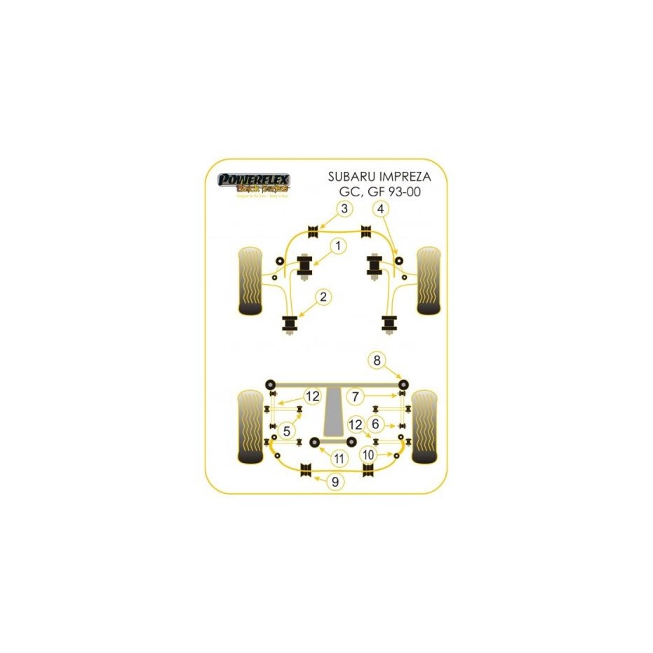 Silent bloc de traverse de pont powerflex GT 93-00 