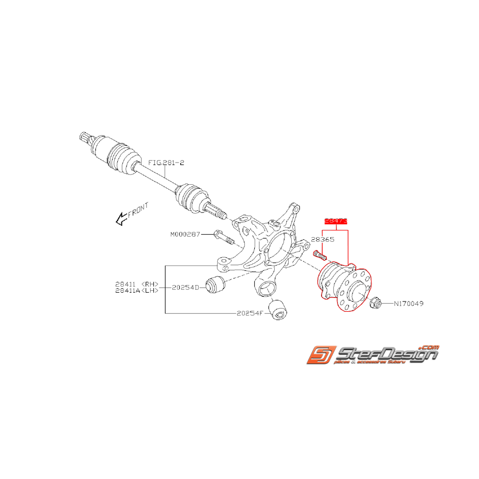 Moyeu arrière avec roulement intégré SUBARU FORESTER 2012