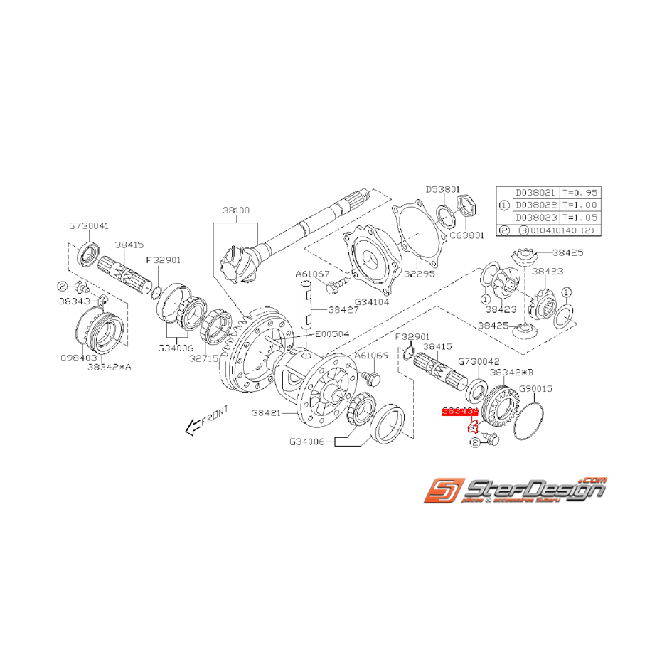 Plaque de retenue de différentiel centrale origine SUBARU STI 02-16