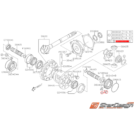 Vis de retenue de différentiel centrale SUBARU STI 01-16