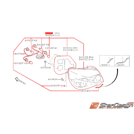 Feu arrière a fond gris origine SUBARU WRX/STI 06-07