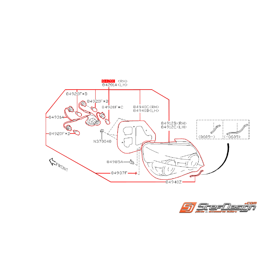Feu arrière a fond gris origine SUBARU WRX/STI 06-07