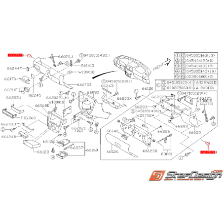 Clips de fixation de tableau de bord SUBARU WRX/STI 01-07