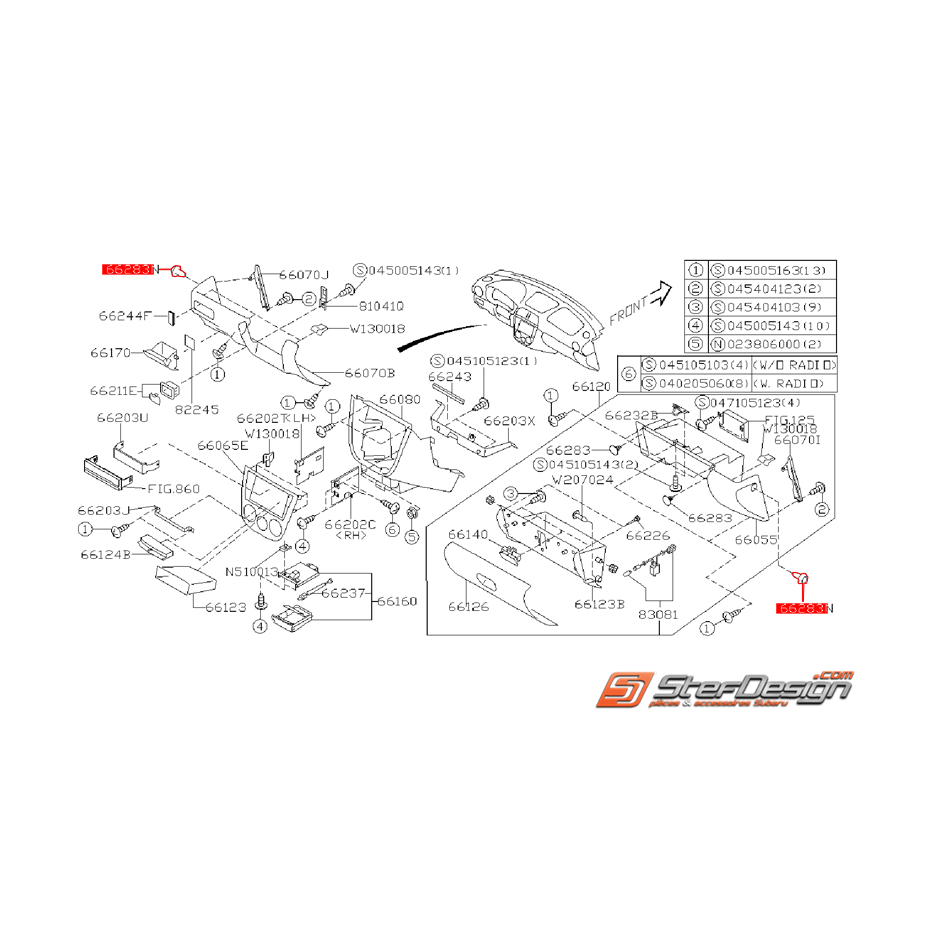 Clips de fixation de tableau de bord SUBARU WRX/STI 01-07 Clips de fixation de tableau de bord SUBARU WRX/STI 01-07