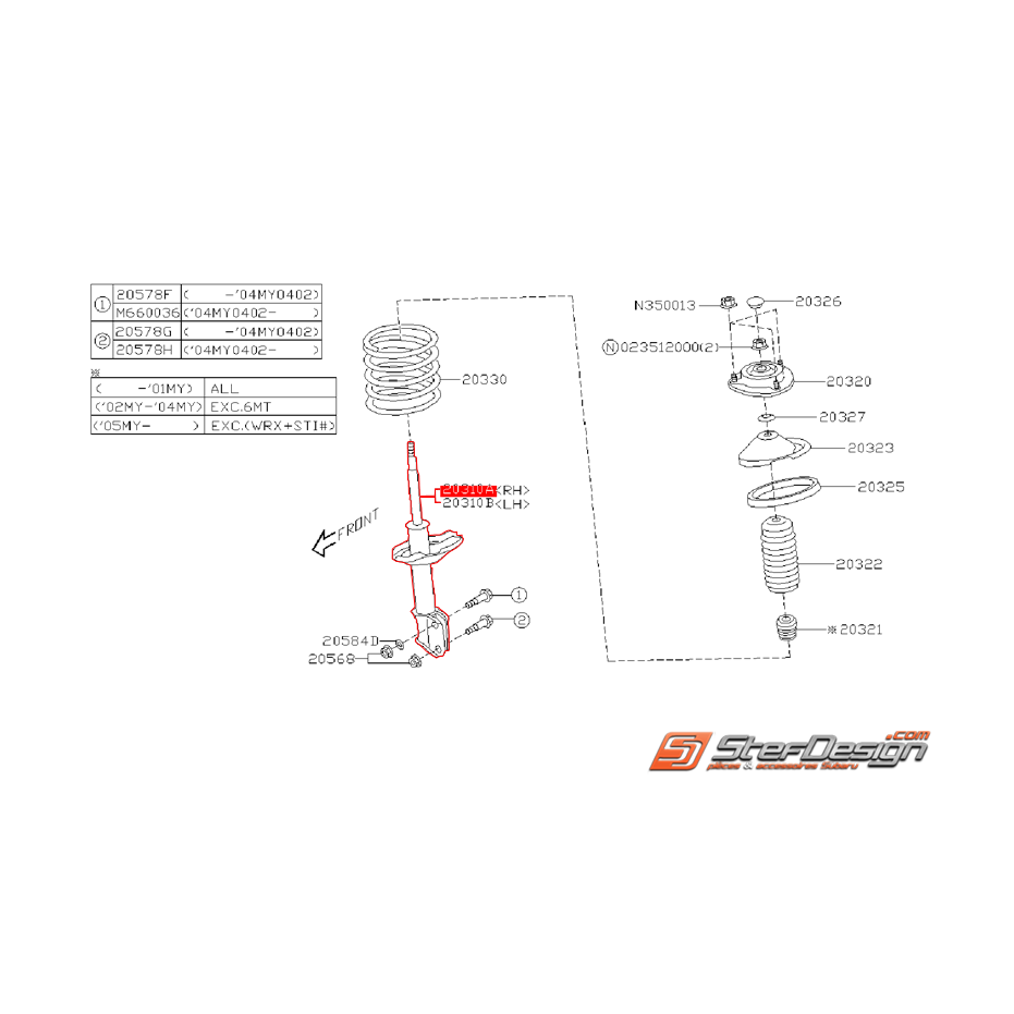 Amortisseur avant origine SUBARU WRX 2003 Break