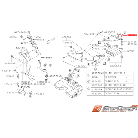 Vis de fixation de canister SUBARU WRX/STI 01-07