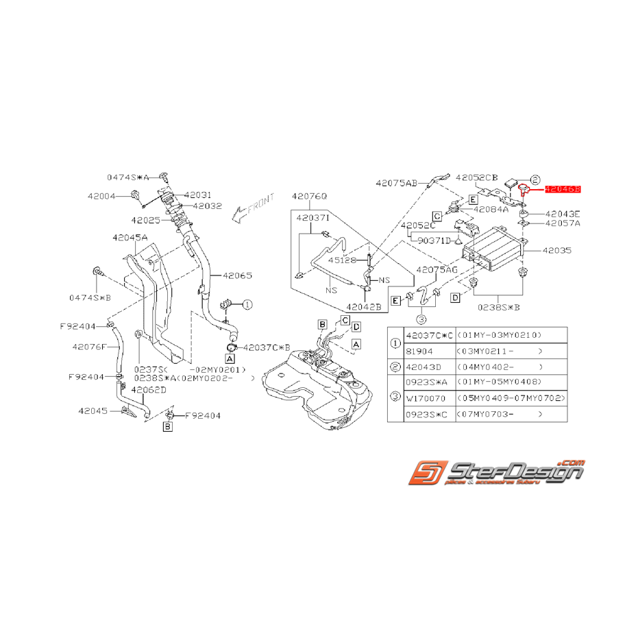 Vis de fixation de canister SUBARU WRX/STI 01-07 Vis de fixation de canister SUBARU WRX/STI 01-07