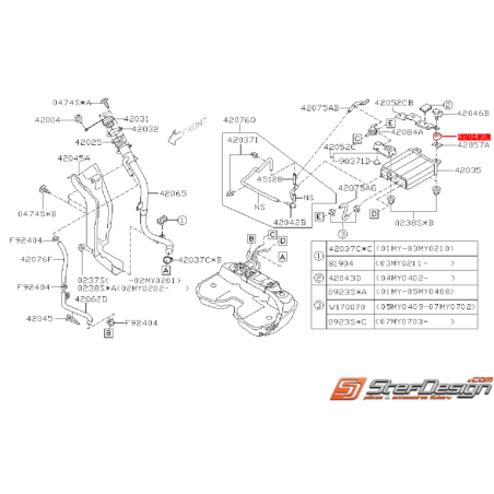 Entretoise de canister SUBARU WRX/STI 01-07