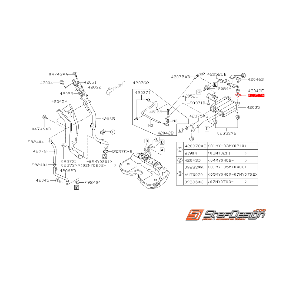 Plaque de fixation de canister SUBARU WRX/STI 01-07 Plaque de fixation de canister SUBARU WRX/STI 01-07