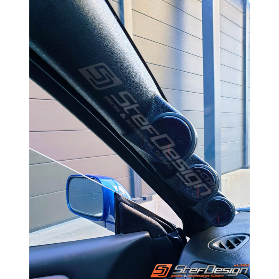 Support 3 manomètres montant de pare brise noir impreza GT