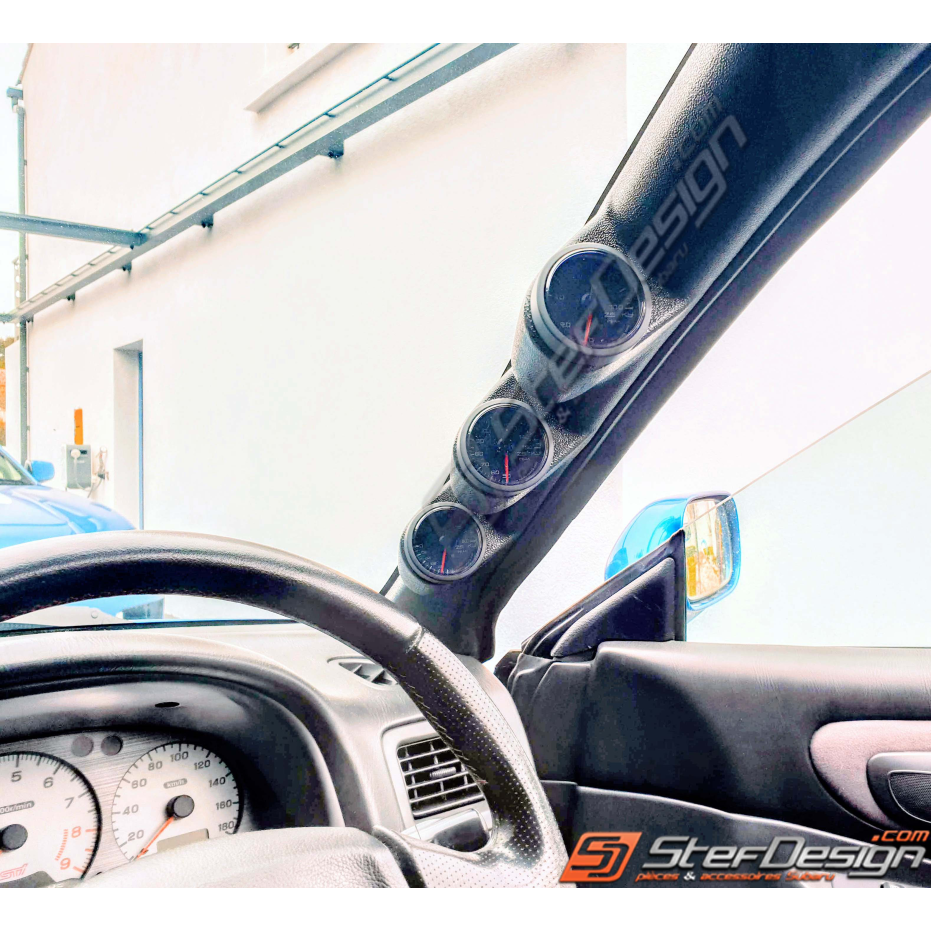 Support 3 manomètres montant de pare brise noir RHD impreza gt